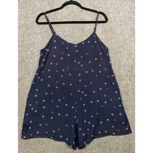 Ali Golden Rayon Romper Womens S Navy Blue Rings Relaxed Boho Casual